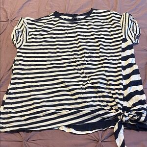 Striped Chaps Navy and White Tie-Front Top